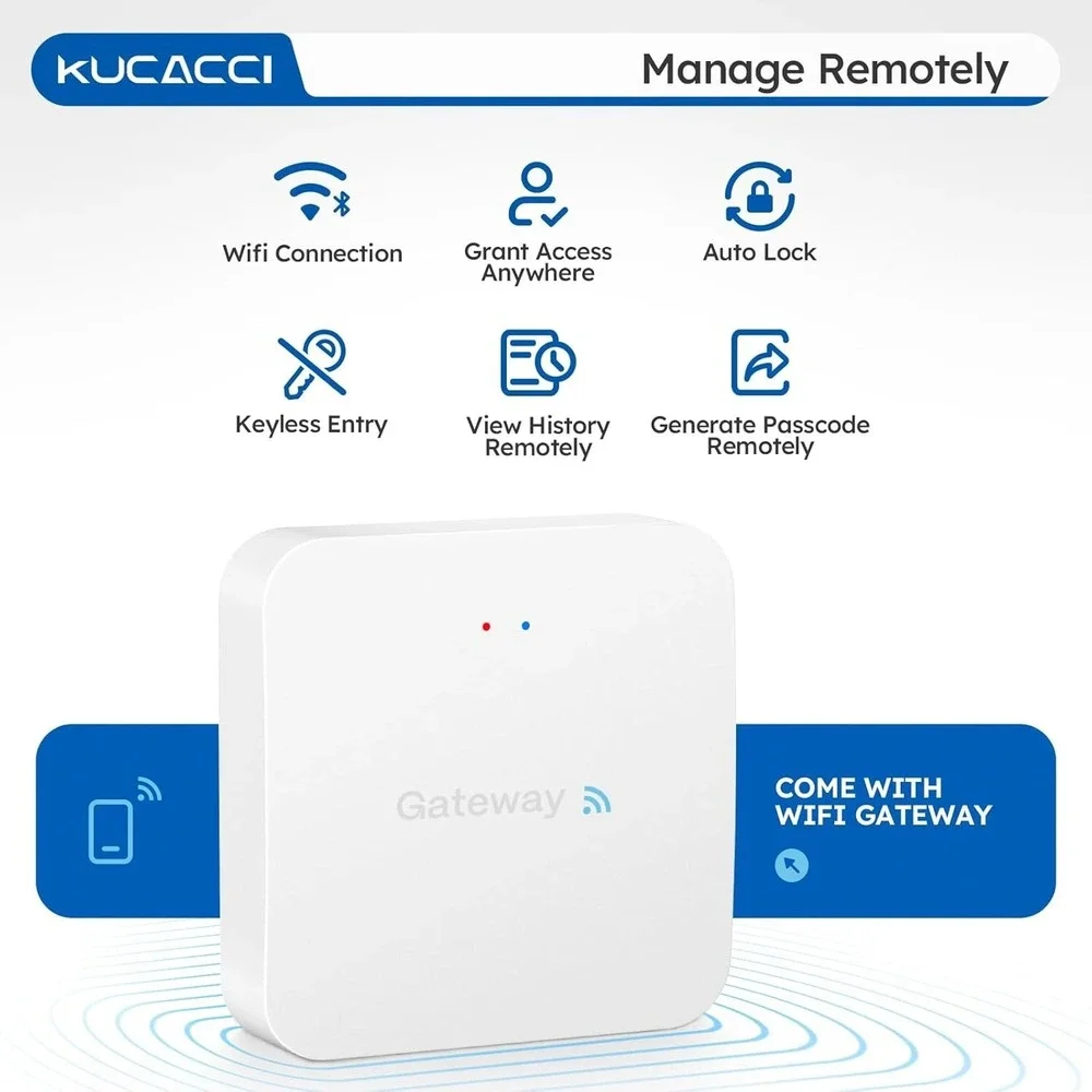 Keyless Entry WiFi Smart Deadbolt -Fingerprint Door Lock with WiFi Gateway